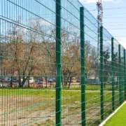 Зелена металева огорожа для спортивних майданчиків-galery